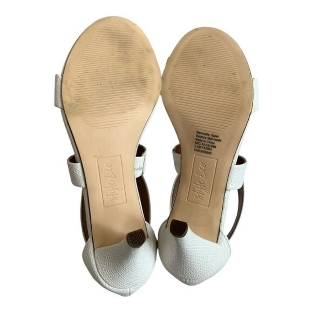 Style & Co White Leatherette Low Heel Sandals Women's Shoes Size 5.5 Stiletto - Picture 9 of 9